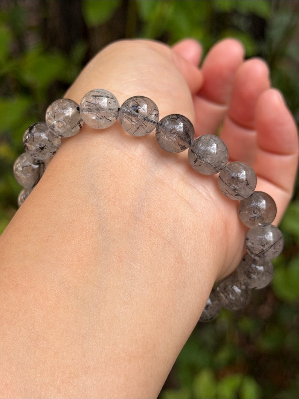 10mm stretchable black rutilated quartz bracelet 2538 - Picture 9 of 9